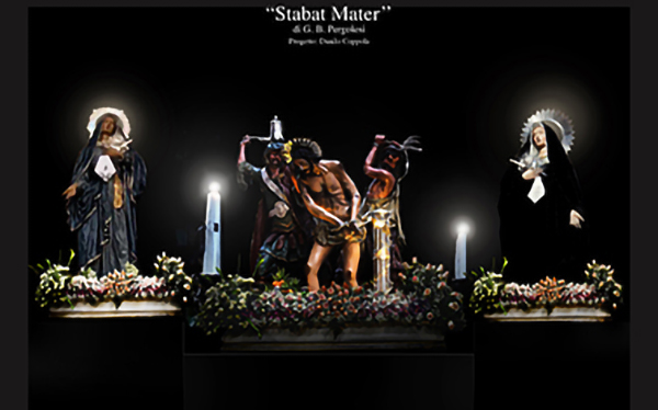 sketch of the scenography made by the set and costume designer Danilo Coppola for the opera Stabat Mater