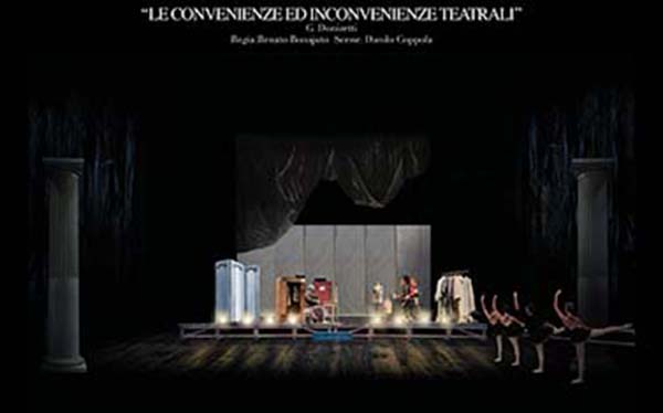 bozzetto della scenografia realizzati dallo scenografo e costumista Danilo Coppola per opera Le Convenienze Ed Inconvenienze Teatrali